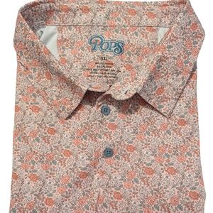 Men's Floral Casual Shirt - Peach and White by